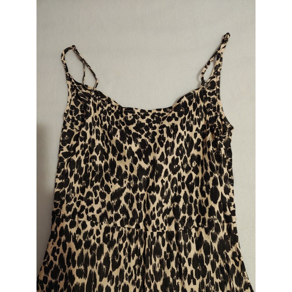 Anthropologie Elyse Bias Midi Slip Dress Women’s Small Leopard Print Cowl Neck